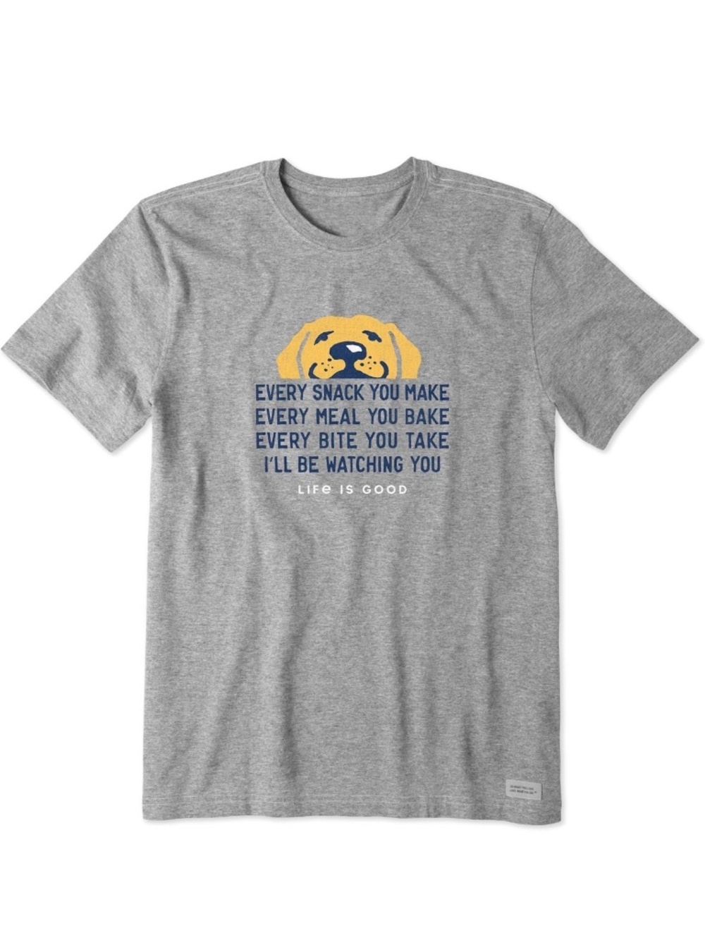 Life is Good "I'll Be Watching You" Dog Crusher Grey T-Shirt Size Medium